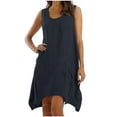 thumbnail image 2 of Crew Neck Summer Casual Beach Dress for Women 2026 Vacation Women's Sleeveless Sundress Dark Blue S, 2 of 6