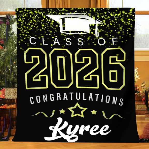 Custom Name Flannel Blanket, Personalized Text Custom Throw Blanket, 2026 Graduation Season Commemorative Blanket, Soft Cozy Multi-Color Blanket, Creative Graduation Gift for Friends & Classmates