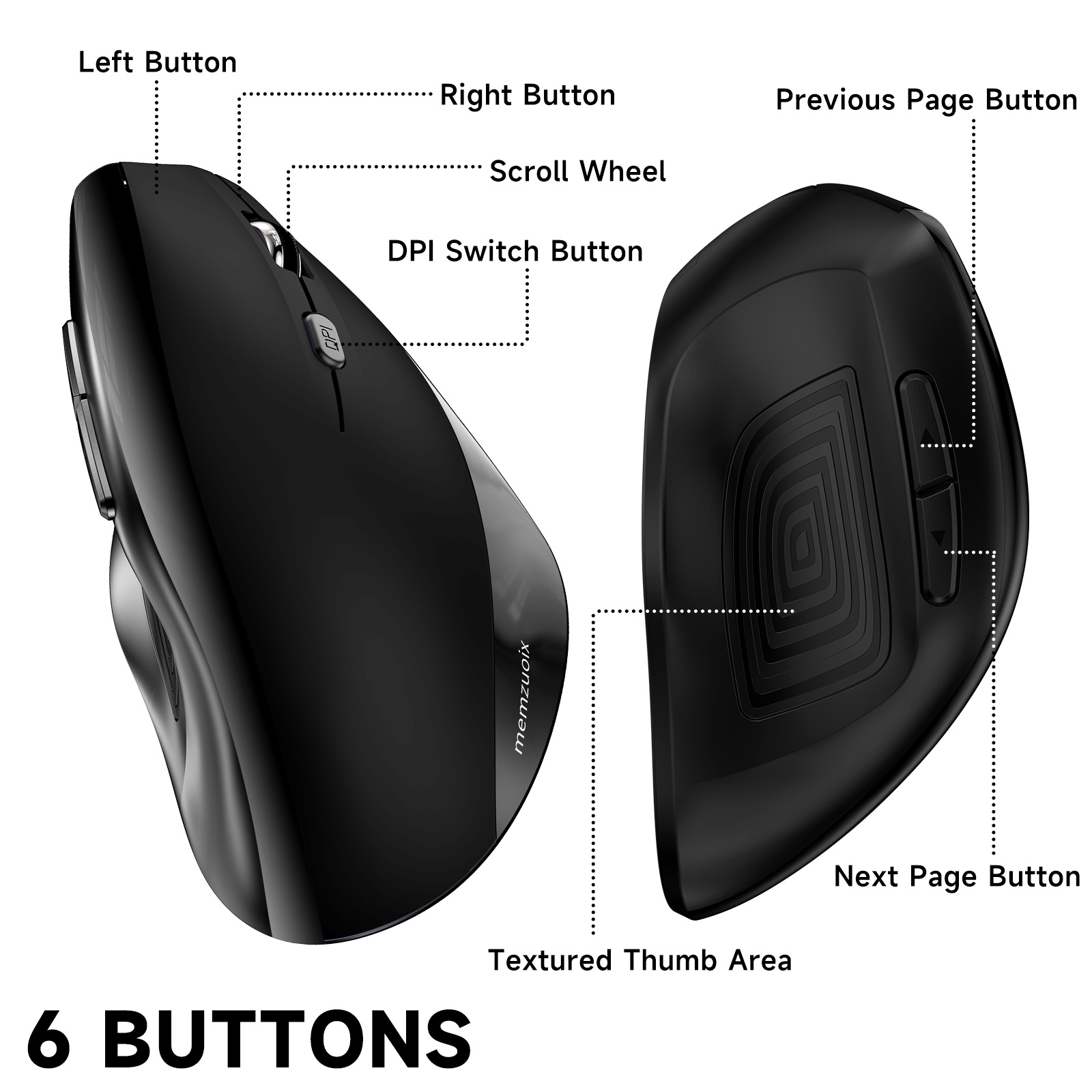 Memzuoix Ergonomic Vertical Wireless Mouse, Right-Handed photo 5