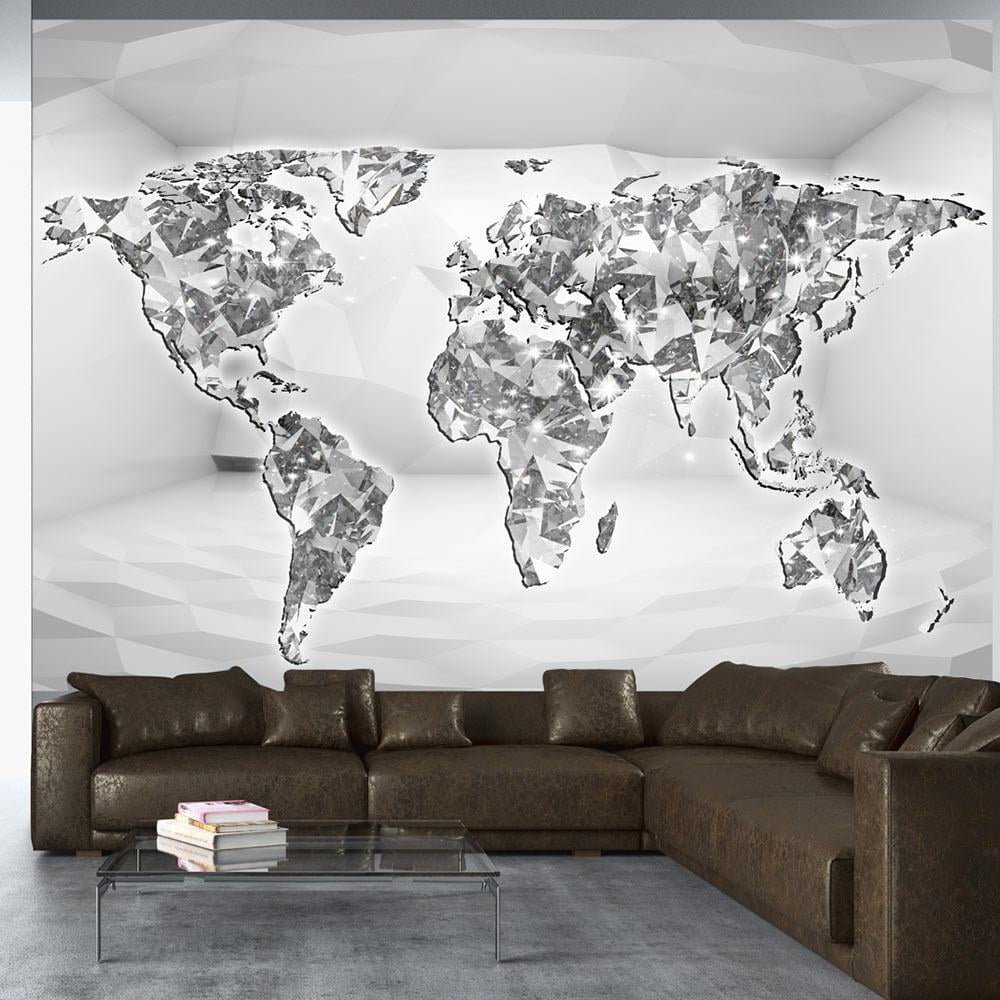 Tiptophomedecor World Map Wallpaper Wall Mural - Diamond Map