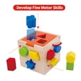 thumbnail image 4 of TOOKYLAND Wooden Shape Sorting Cube - Sorter Box Educational Toy, Ages 12m+, 4 of 9