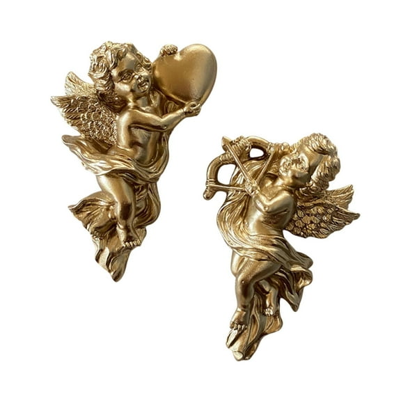 Almencla 2Pcs Angel Wall Sculptures Wall Art Collectible Lightweight Indoor Crafts Living