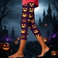 thumbnail image 6 of Yeaiivve Print Capris for Women Halloween Pumpkin Graphic Skinny Pants Elastic High Waist Workout Legging Stretchy Cozy Pajama Bottoms L, 6 of 8