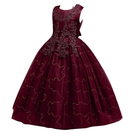 

Flowers Little Girl Dress Tulle Lace Wedding Party Dress For Kids Formal Birthday Princess Pageant Prom Maxi Gown Baby Girl Clothes