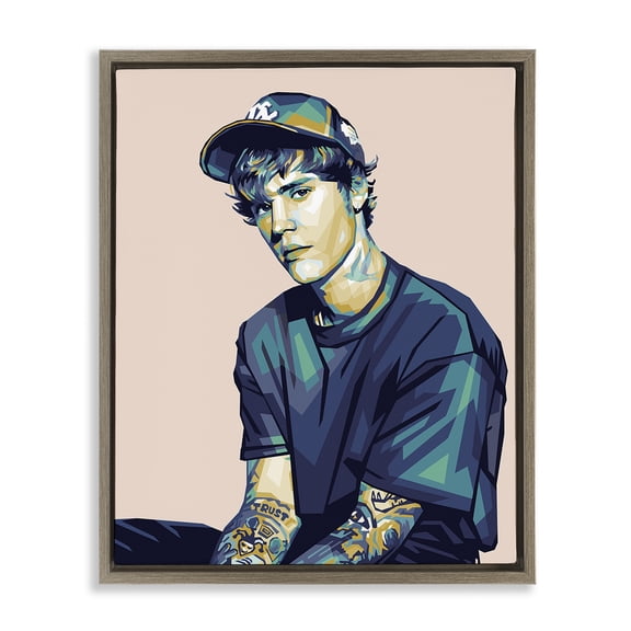 Stupell Industries Contemporary Justin with Peach Hues Brown Floating Frame Canvas Art, 25 x 31, by Birch&Ink