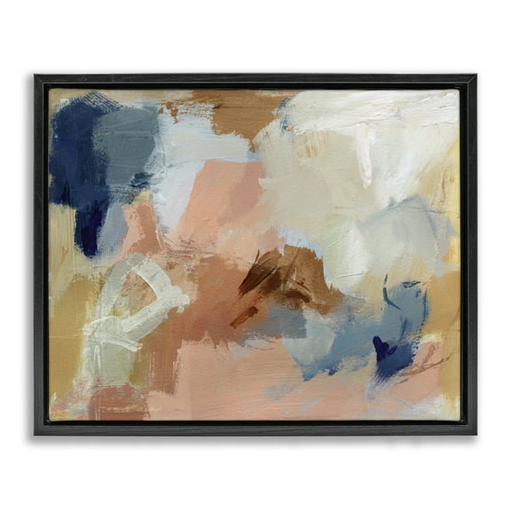 Stupell Industries Rustic Neutrals Painting Abstract Painting Black Floater Framed Canvas Art Print Wall Art, 21 x 17