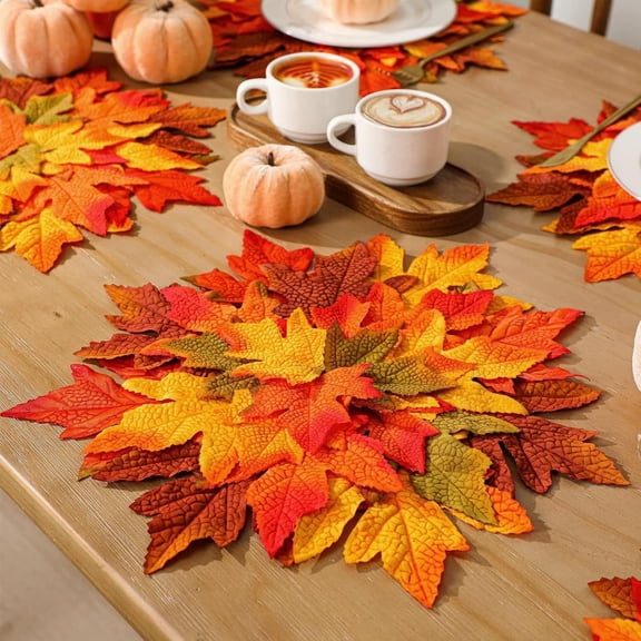 YAWUBT Fall Thanksgiving Halloween Maple Leaf Placemat Washable Stables Heat Safe Decorative Mat For Dining Room Kitchen Table Home Party Decor