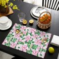 thumbnail image 3 of Pioneer Flower Floral Print Pattern Summer Placemats Table Placemats Set Of 6-Linen Kitchen Washable Placemats Table Mats 12x18 Inch Non-Slip Heat Resistant, 3 of 5