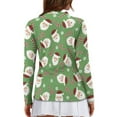 thumbnail image 2 of Yuyamidu Santa Claus Womens Long Sleeve Golf Shirt Athletic Tennis Shirts Size L Lightweight Collared Golf Clothes Workout Pullover, Green Christmas, 2 of 8