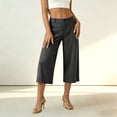 thumbnail image 5 of Horkkom Capris Pants for Women Summer Button Zipper Linen Pants Casual Business Loose Dress Pants with Pockets S, 5 of 8