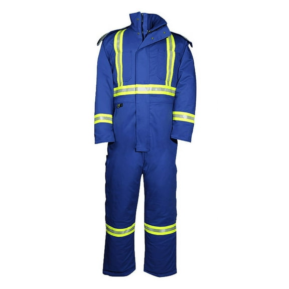 Big Bill Flame Resistant Men's M805US7 FR Insulated Coverall with Reflective Material - Made in Canada (Royal Blue, 4X-Large Tall)