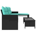 thumbnail image 6 of vidaXL Patio Sofa with Table and Cushions L-Shaped Black Poly Rattan, 6 of 28