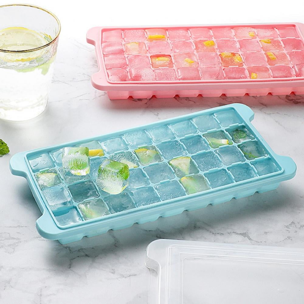 NEW Diamond Ice Cube 4-Ice Trays Molds Reusable Silicone Flexible Maker With Lid