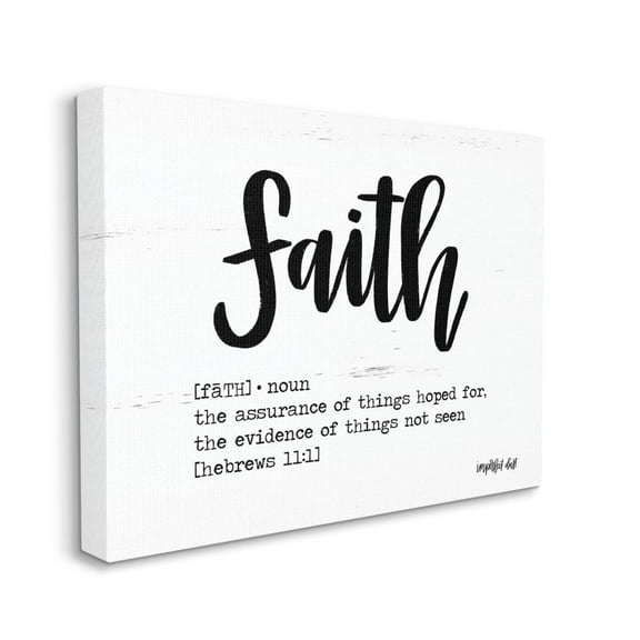 Stupell Industries Faith Definition Religious Black And White Word Design Canvas Wall Art by Imperfect Dust