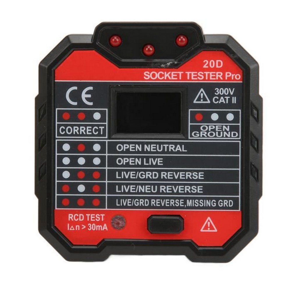 Power Line Fault Checker 20D Leakage Socket Tester Plug Detector