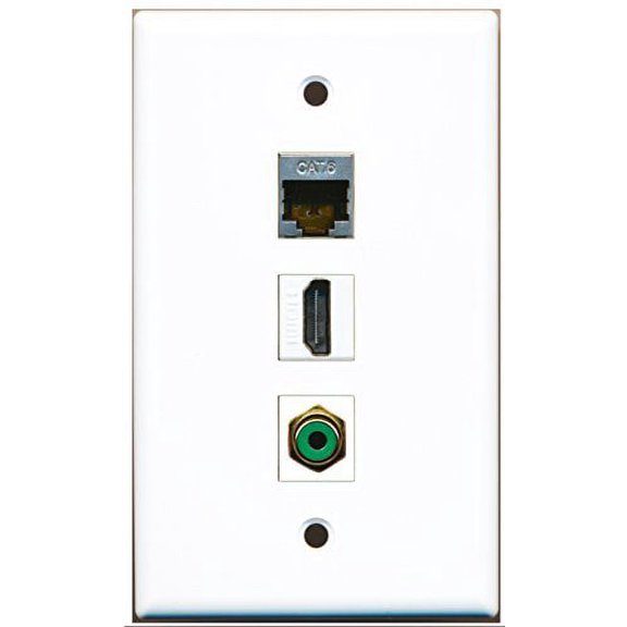 RiteAV - 1 Port HDMI 1 RCA Green 1 Shielded Cat6 Ethernet Wall Plate