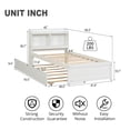 thumbnail image 4 of Twin Bed with Trundle, Twin Size Platform Bed with Bookcase Headboard and Pull Out Trundle Bed for Teens Adults, Wooden Twin Bed Frame with Storage Shelves, Bed Frame for Living Room, White, 4 of 7