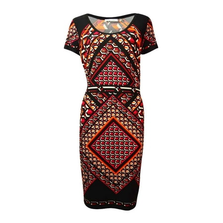 Calvin Klein Women's Scoop Neck Geo-Print Jersey Dress