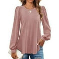 thumbnail image 2 of Drses Long Sleeve Eyelet Tops for Womens Crew Neck Fall Shirts Casual Loose Blouses 2024 Trendy Clothes, 2 of 7