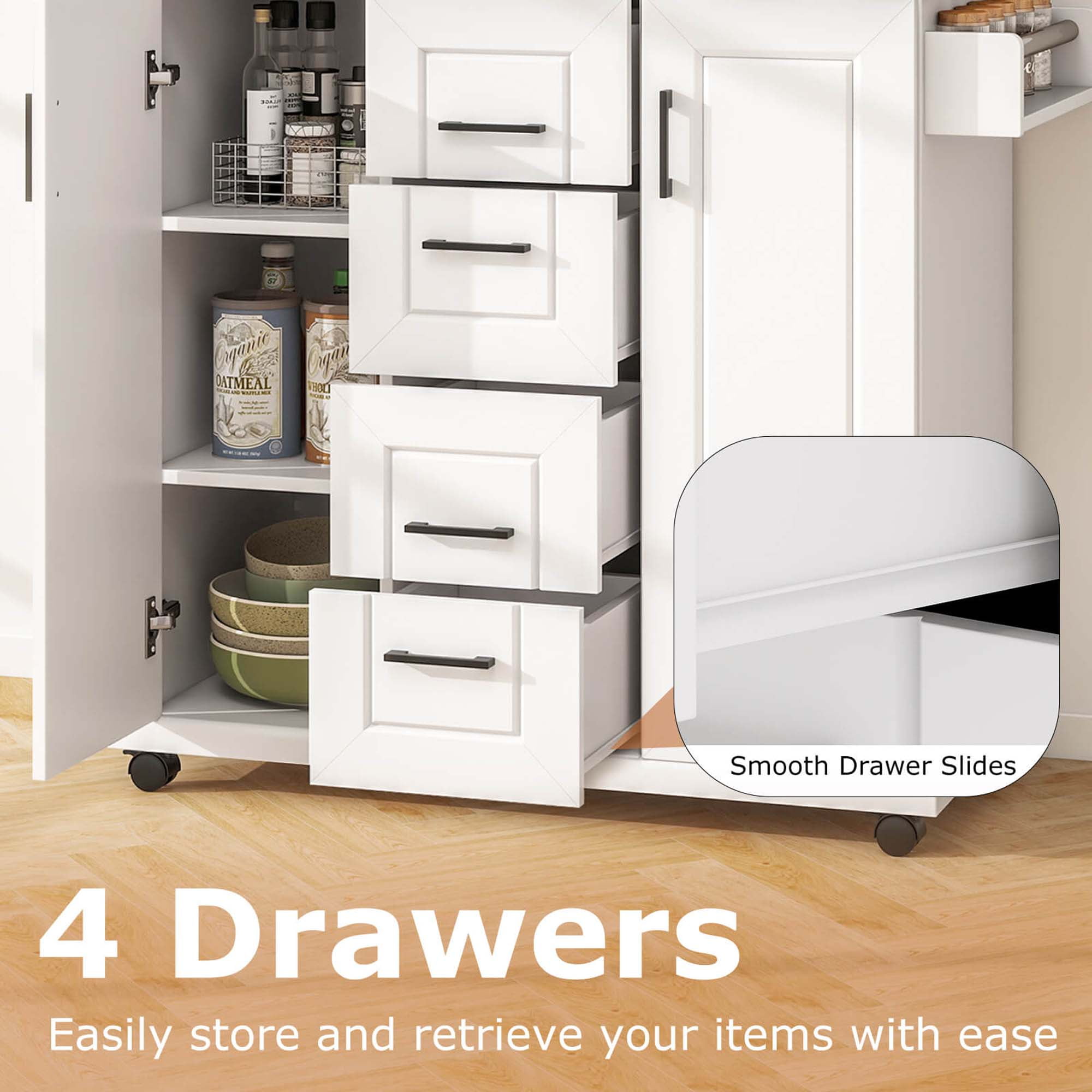 Costway Rolling Kitchen Island Cart on Wheels Mobile Serving Utility Trolley Cart
