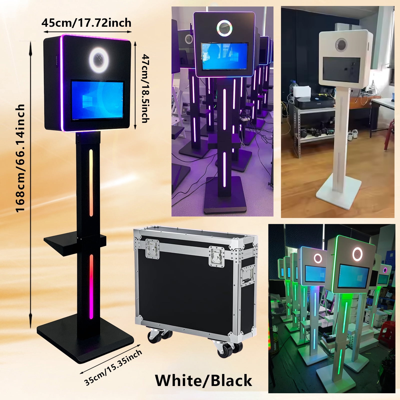 WideMeet 15.6inch Touch Screen Selfie Photobooth Machine with RGB Light for Wedding Event Party