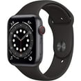 thumbnail image 1 of Apple Watch Series 6 (GPS + Cellular, 40 mm) - Caja de aluminio en gris espacial con correa deportiva negra (renovada), 1 of 9