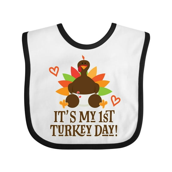 Inktastic 1st Turkey Day Thanksgiving Boys or Girls Baby Bib