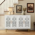 thumbnail image 4 of ARTPOWER 47.8" Accent Cabinet with 4 Doors, Vintage Hollow Carving Buffet Cabinet, Sideboards and Buffets with Storage Credenza for Living Room, Kitchen, Dining Room, Entryway, Hallway, White, 4 of 7