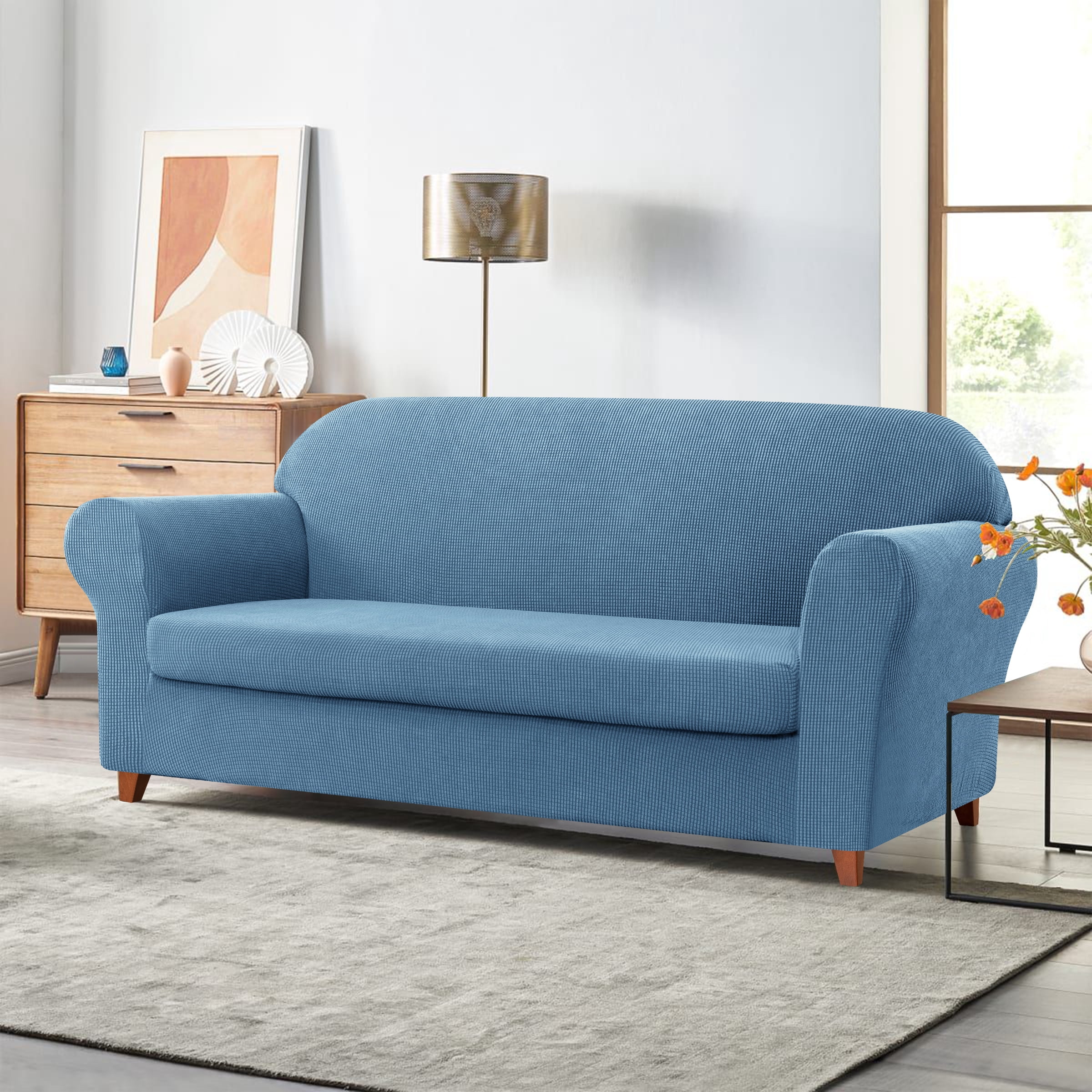 Subrtex Sofa Cover 1 Piece Slipcover with extra Stretch Cushion Seat Cover, Sofa, Denim Blue