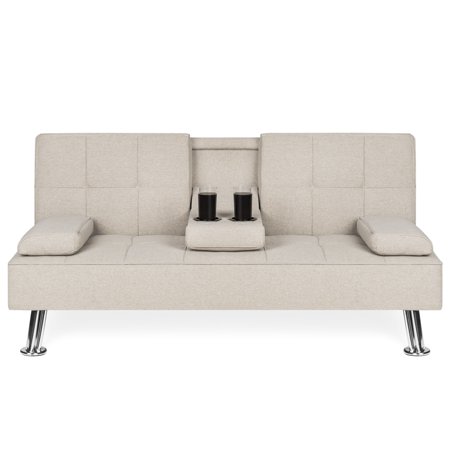 Best Choice Products Modern Linen Convertible Futon Sofa Bed W