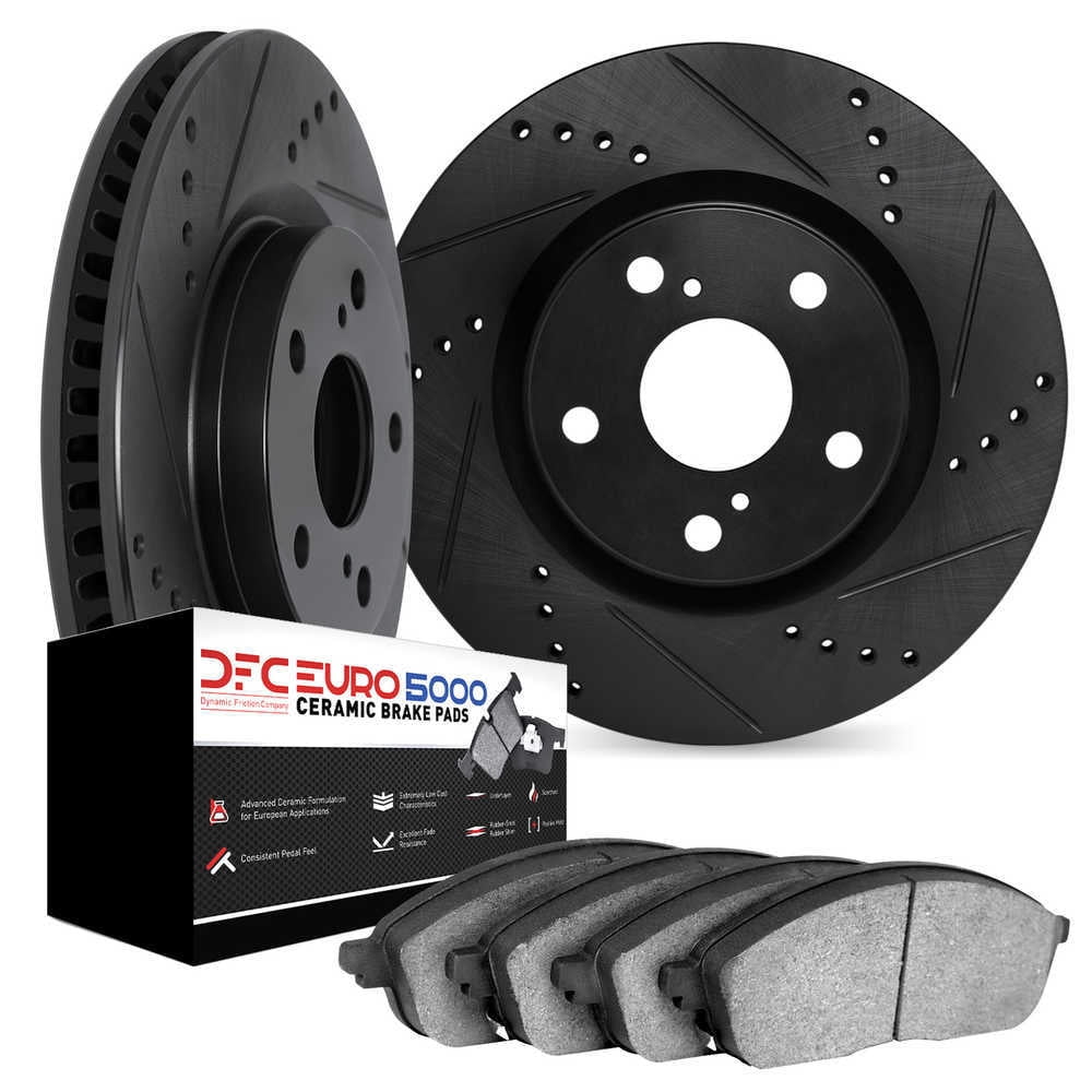 Dynamic Friction Company 8602-32015 DFC Rotors-Drilled and Slotted-Black with EURO 5000 Ceramic