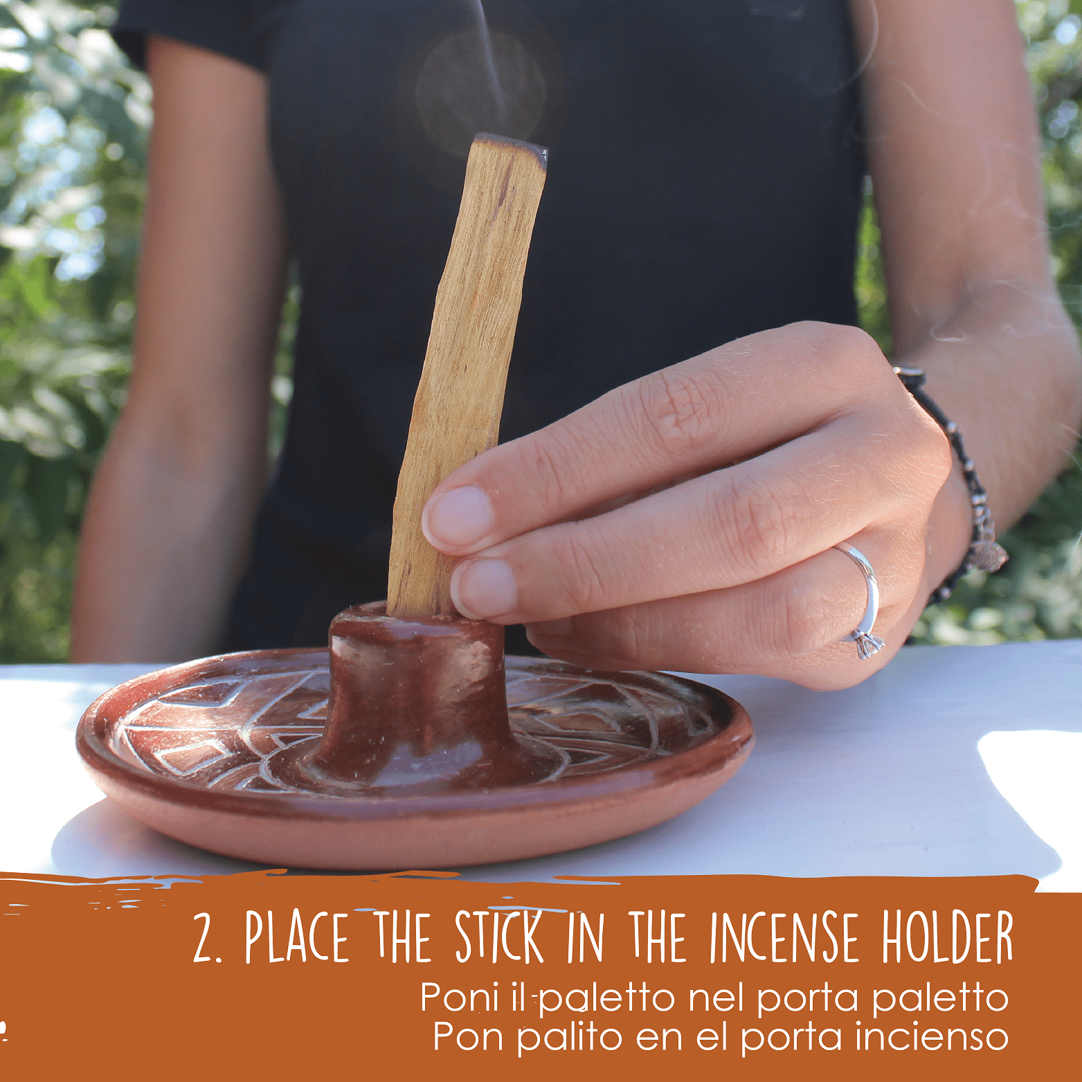 PALOSANTO - Palo Santo Holder for Natural Incense Sticks - 1 Palo Santo Stick Included - Handmade in Ecuador