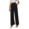 thumbnail image 3 of Wide Leg Stretchy Work Pants Women Pull on Dress Pants High Waisted Business Casual Trousers Slacks Black XS, 3 of 9