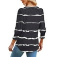 thumbnail image 3 of snilers Women Blouses 3/4 Length Sleeve Womens Tops Trendy Ruffle Smocked Shirts V Neck Striped Tunic Top, 3 of 4