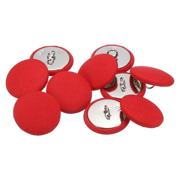 Uxcell 10pcs 40L Fabric Cloth Covered Button 25mm 1" Round Metal Shank Satin Sewing DIY Craft Buttons for Bridal Wedding Suits Dress Blouses Sweaters, Red