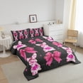 thumbnail image 3 of Erosebridal Kawaii Bowknot Love Heart Bedding Twin Comforter Set,Cartoon Rabbit Down Comforter,Retro Floral Decor,Reversible,Lightweight,2pcs, 3 of 7