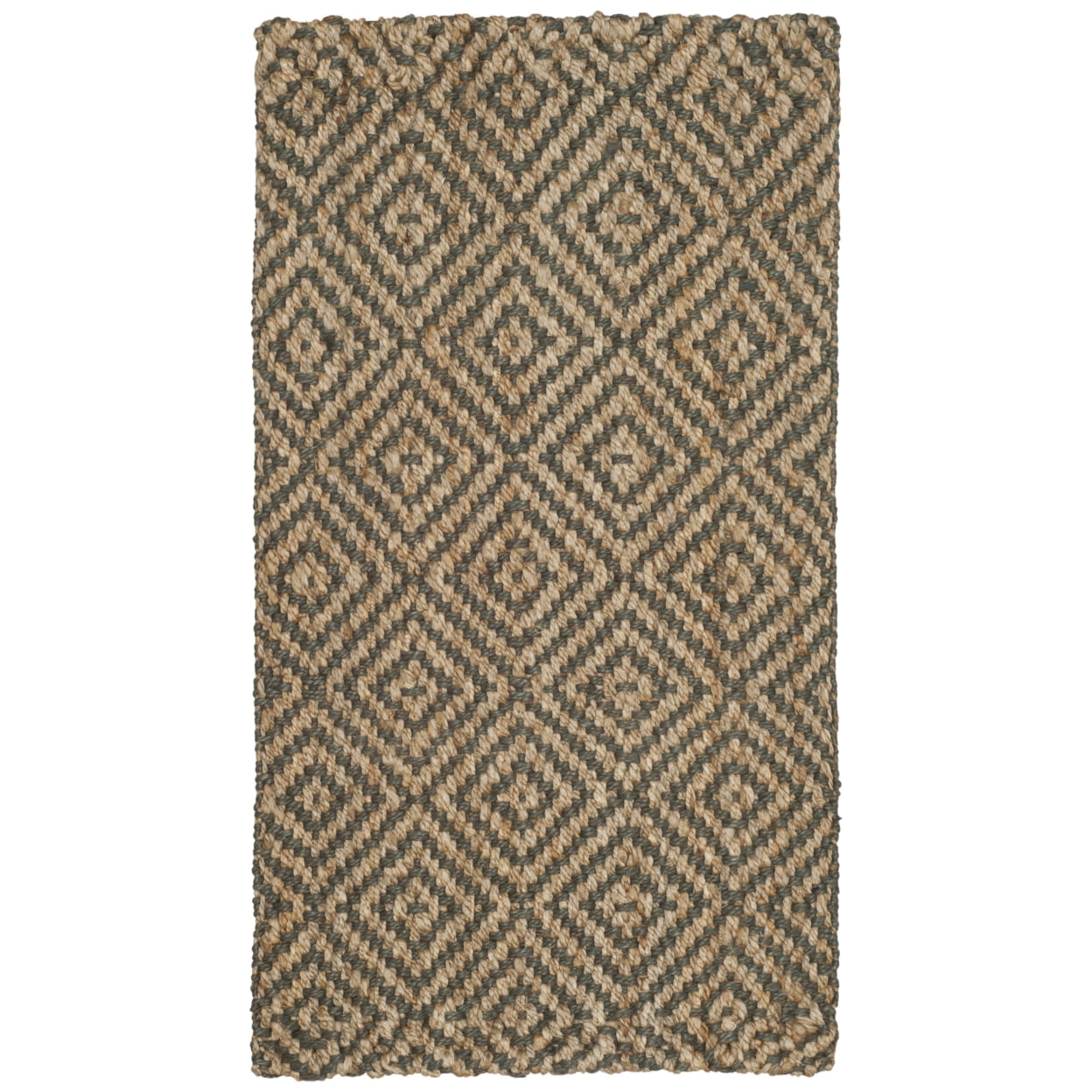 SAFAVIEH Natural Fiber Emory Geometric Jute Area Rug, Natural/Grey, 4' x 6'