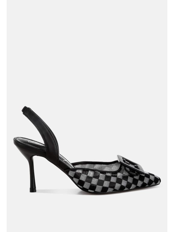 Freya Mesh Checkered Pointy Stiletto Heels