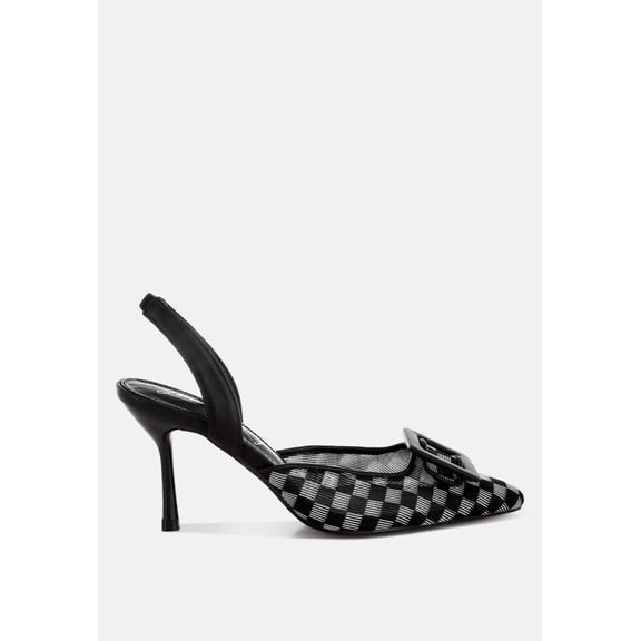 Freya Mesh Checkered Pointy Stiletto Heels