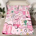 thumbnail image 2 of Homewish Chic Cowgirl Boots Full Size Sheets,Tropical Desert Cactus Bed Sheets,Colorful Stars Pattern Sheet Sets For Girls Kids,Luxury Bedroom Decor,4-Piece, 2 of 7