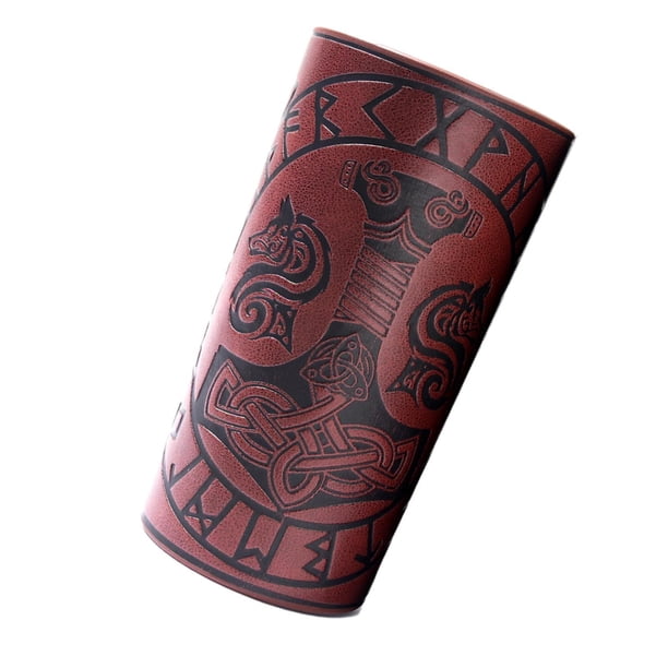 Minnieouse Medieval Arm Armor Cuff Wrist Guard PU Pattern Leather Quake for Cosplay Ropa, zapatos y accesorios Miscelánea Marrón