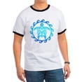 thumbnail image 1 of CafePress - Blue Tribal Turtle Sun T Shirt - 100% Cotton Ringed T-Shirt, 1 of 4