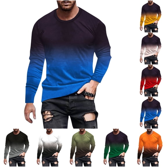 BXINGOHAI Men's Crewneck Shirts Casual Long Sleeve Tops Fashion Pullover Shirt Big and Tall Shirts Today Sales Orange,6XL