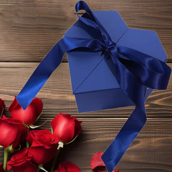 Eespoir Valentine's Day Ribbon Bow Heart Shaped Gift Box, Heart Shaped Gift Boxes with Lids, Holiday Surprise Gift Box, for Valentine's Day, Birthdays or Anniversaries, Blue