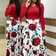 thumbnail image 4 of Guardurnaity Maxi vestido de manga corta con cuello y estampado de lunares para mujer Vestidos Rojo blanco L Guardurnaity AP002202-03, 4 of 6