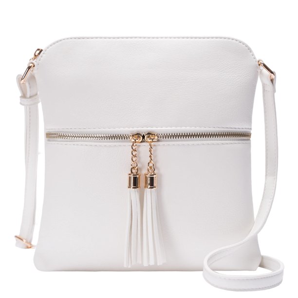 Monedero tipo bandolera Solene, ligero, mediano, para mujer, color blanco