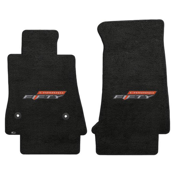 Lloyd Mats 620187 2017 Ebony Velourtex Camaro 50th Anniversary Logo Mats, 2 Piece