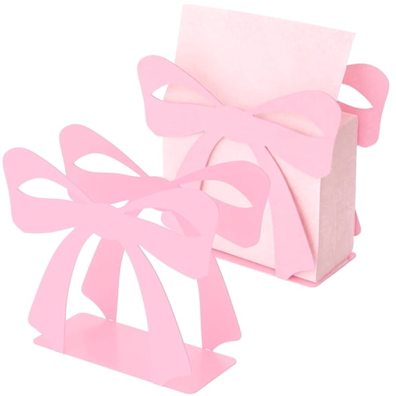 FUYGRCJ 2 Pack Bow Napkin Holder, Metal Napkin Dispenser for Kitchen Countertop and Party Table Decor, Pink Tissue Dispenser Home Decor