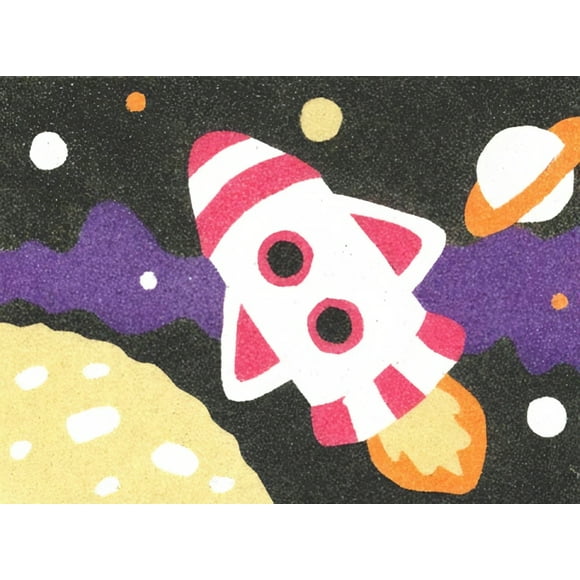 Sandtastik Sand Art Boards - Rocket Over the Moon, 5" x 7" (Pack of 25) | DIY Adhesive Sand Painting Picture Crafting Card - Just Peel & Add Sand!