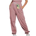 thumbnail image 2 of Jjayotai Womens Joggers Pants, Waffle Knit Cargo, Casual Sweatpants with Pocket, Elastic Waist Lounge Pants for Workout Running Pink M, 2 of 8
